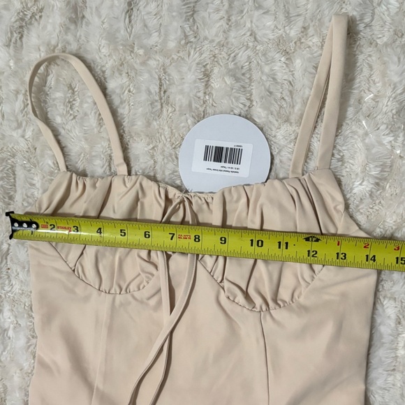 NWT ITZABELLA Women’s Chic Cream Pleated Mini Dress Taupe - Picture 16 of 16